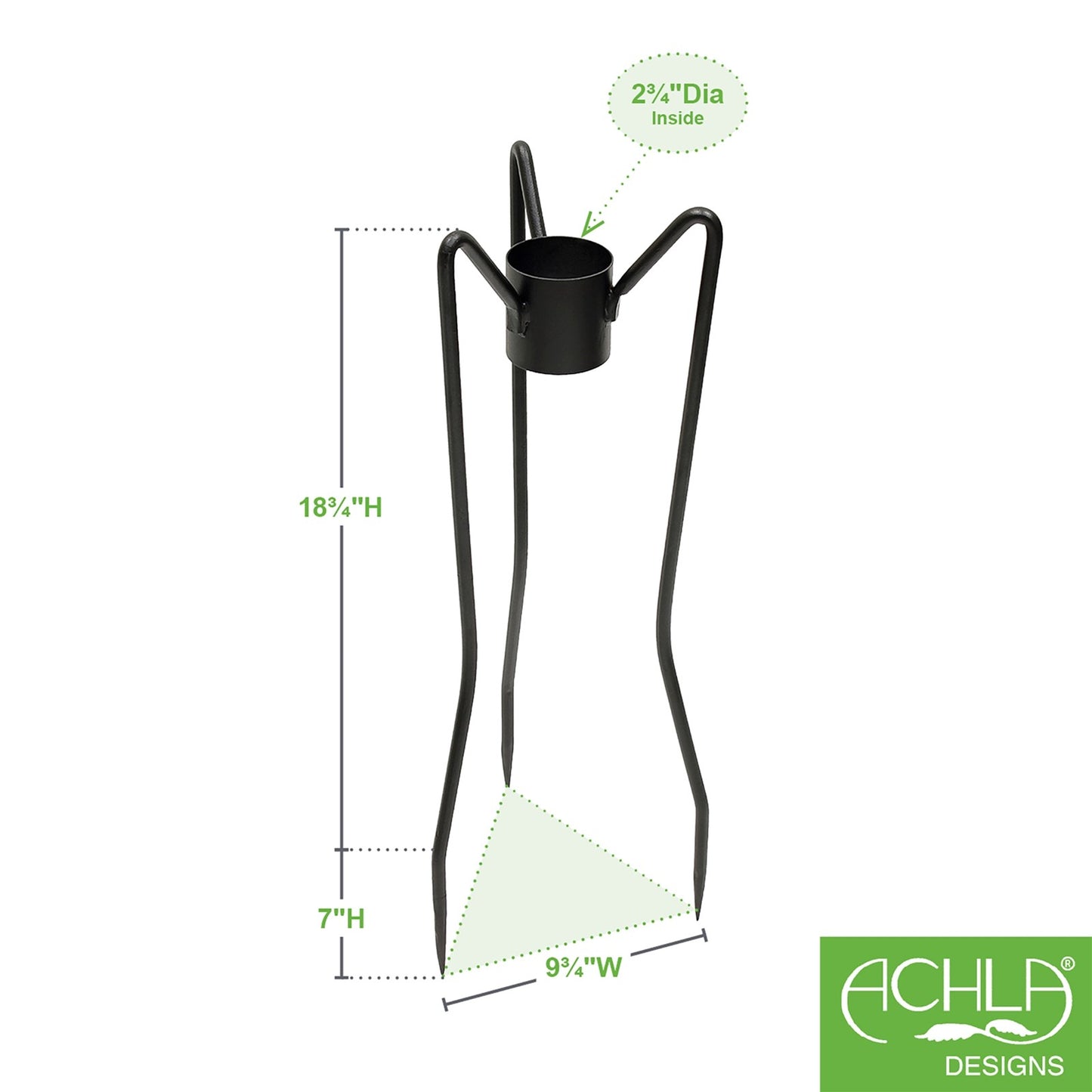ACHLA Gazing Globe Stand 25in H Spiked | Wrought Iron Black Powder Coat | Garden & Yard Display | 10 x 10 x 25 in | Model GBS-05