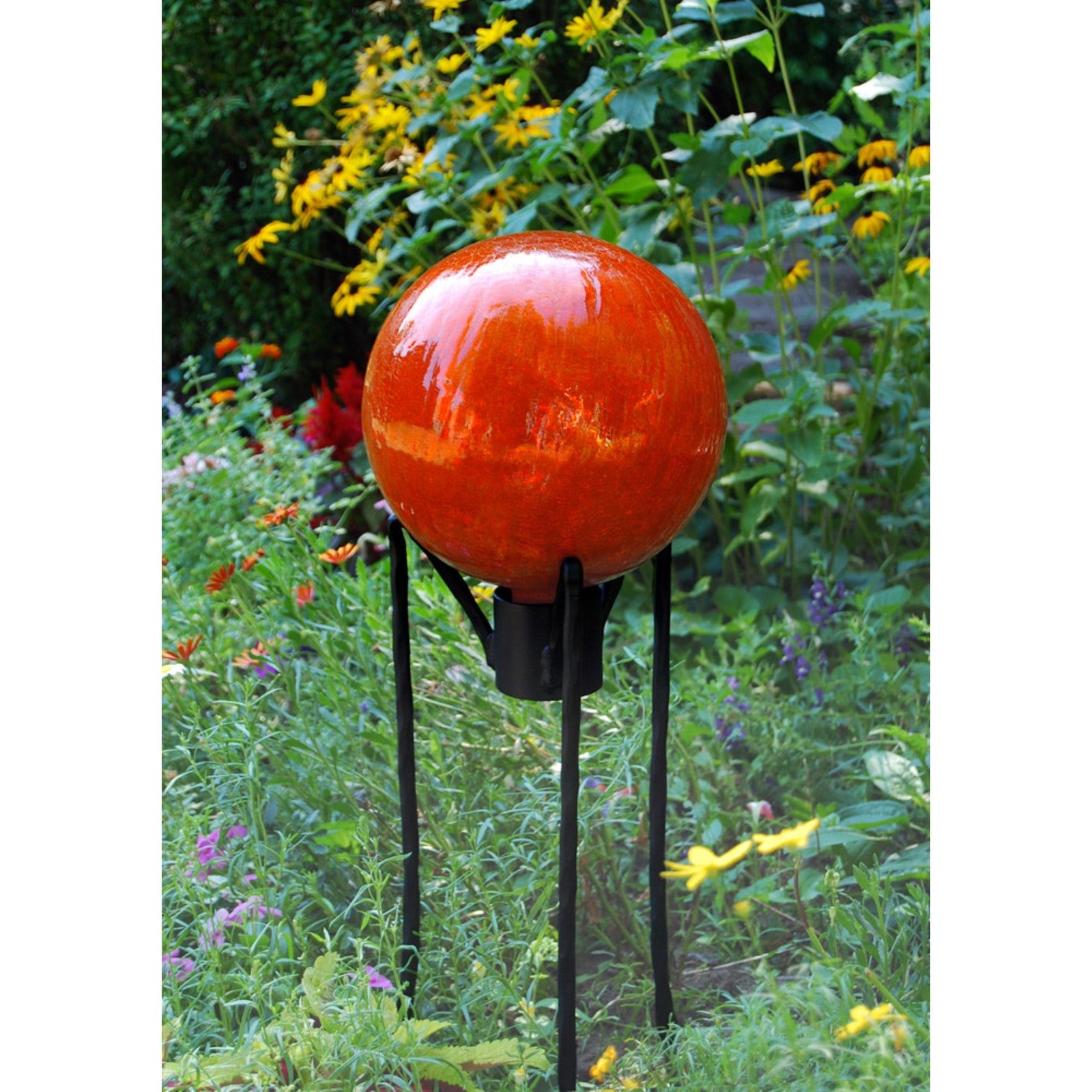 ACHLA Gazing Globe Stand 25in H Spiked | Wrought Iron Black Powder Coat | Garden & Yard Display | 10 x 10 x 25 in | Model GBS-05