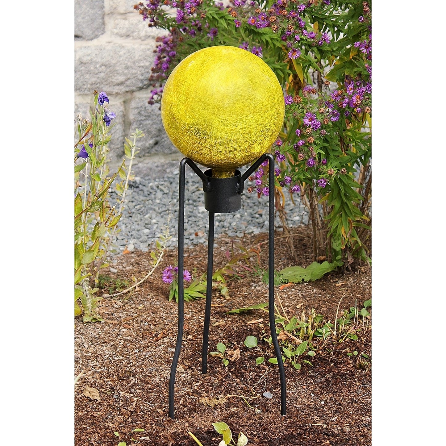 ACHLA Gazing Globe Stand 25in H Spiked | Wrought Iron Black Powder Coat | Garden & Yard Display | 10 x 10 x 25 in | Model GBS-05