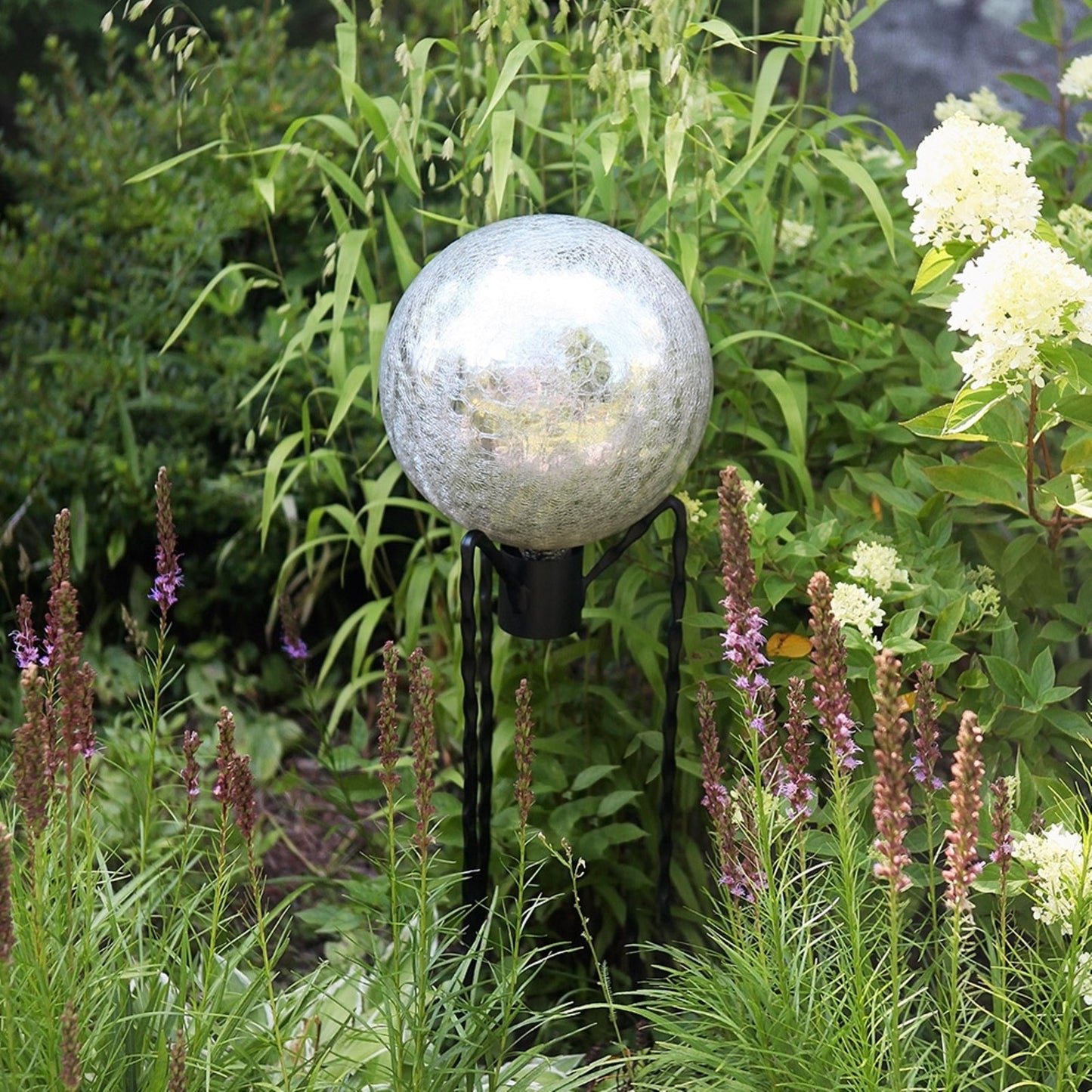 ACHLA Gazing Globe Stand 31in Spiked | Wrought Iron Black Powder Coat | Garden & Yard Decor | 12 x 12 x 31 in | Model GBS-06