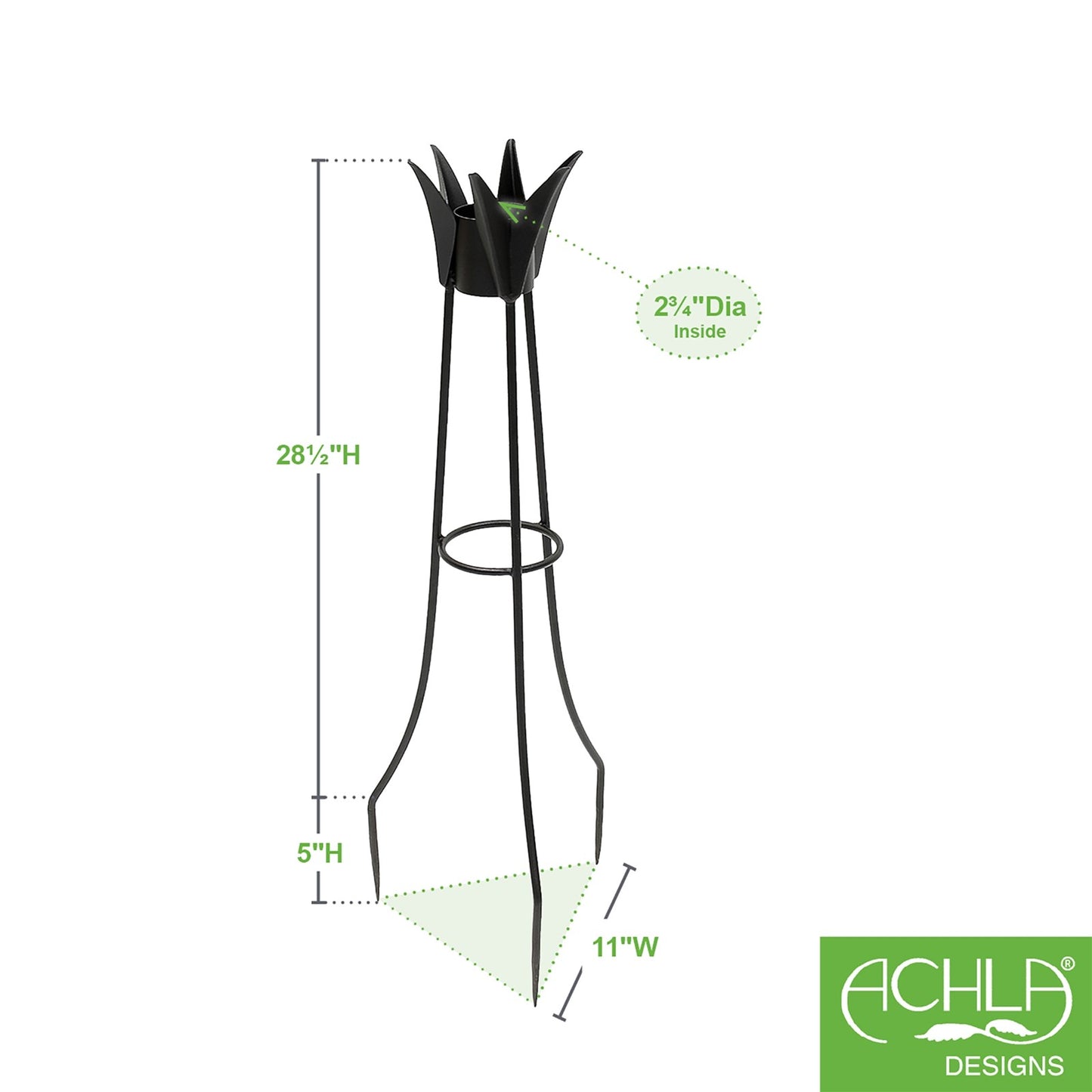ACHLA Gazing Globe Stand 34in Spiked | Wrought Iron Black Powder Coat | Garden, Patio & Yard Decor | 34 x 13 x 13 in | Model GBS-08