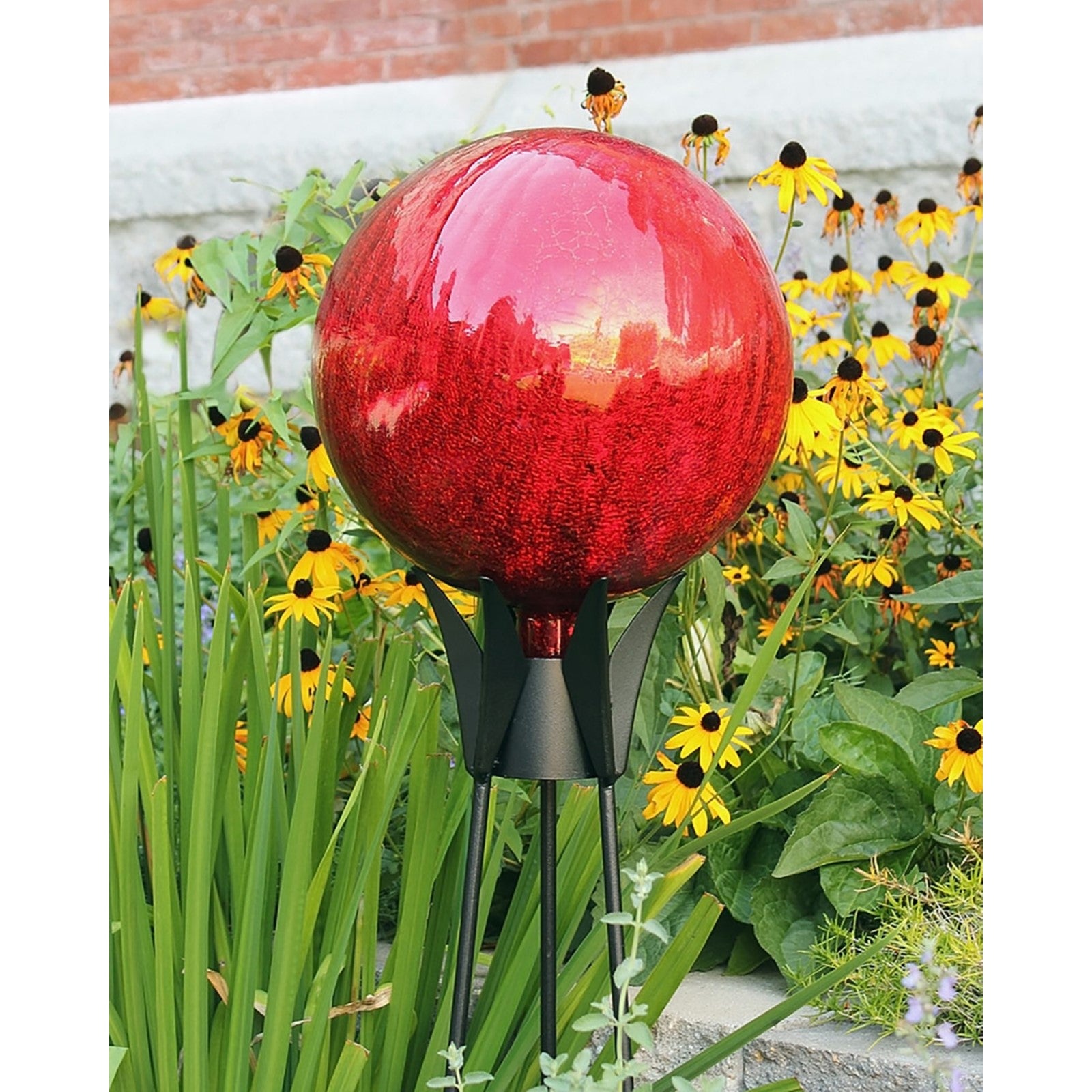 ACHLA Gazing Globe Stand 34in Spiked | Wrought Iron Black Powder Coat | Garden, Patio & Yard Decor | 34 x 13 x 13 in | Model GBS-08