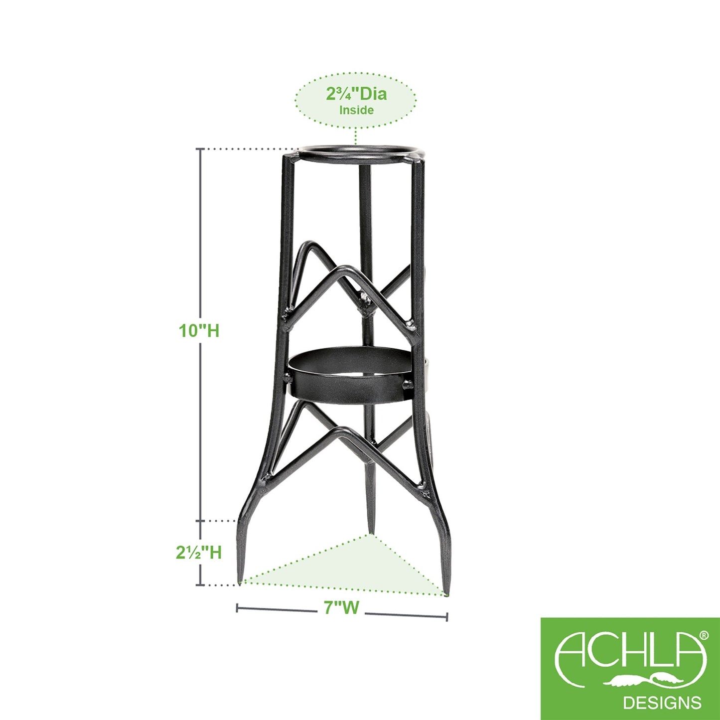 ACHLA Toad Stool Stand Small 7in W x 12.5in H | Wrought Iron Black Powder Coat | Garden & Patio Display Stand | 7 x 7 x 12.5 in | Model GBS-11