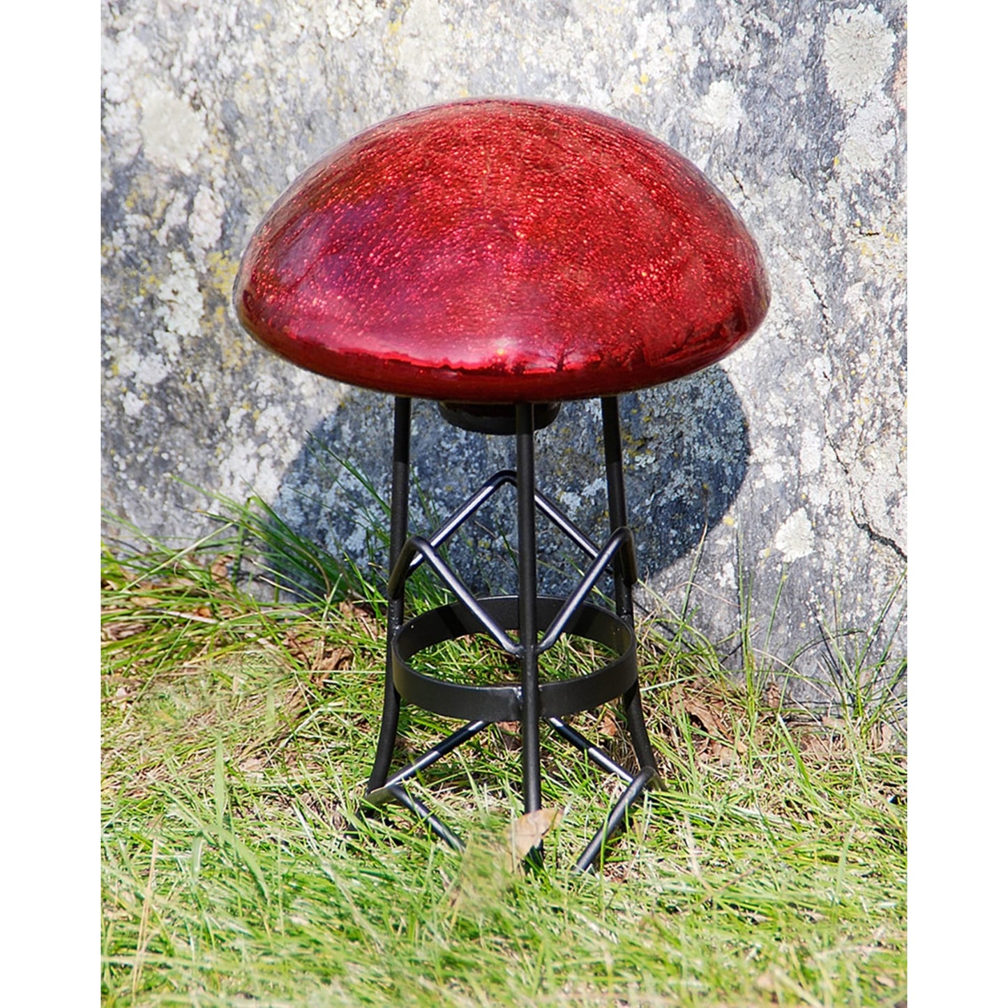 ACHLA Toad Stool Stand Small 7in W x 12.5in H | Wrought Iron Black Powder Coat | Garden & Patio Display Stand | 7 x 7 x 12.5 in | Model GBS-11