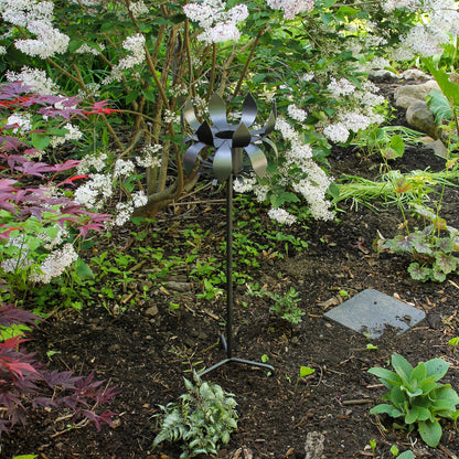 ACHLA Petals Gazing Globe Stand | Wrought Iron Black Powder Coat | Garden & Flowerbed Decor | 12 x 12 x 43 in | Model GBS-13