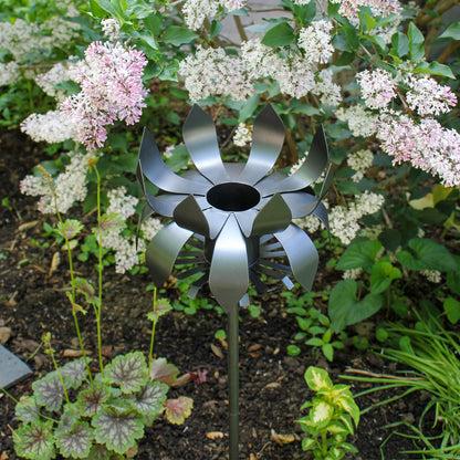 ACHLA Petals Gazing Globe Stand | Wrought Iron Black Powder Coat | Garden & Flowerbed Decor | 12 x 12 x 43 in | Model GBS-13