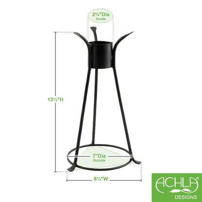 ACHLA Gazing Ball Stand 14in | Black Wrought Iron Garden Pedestal | Patio & Garden Display | 8 x 8 x 15 in | Model GBS-14