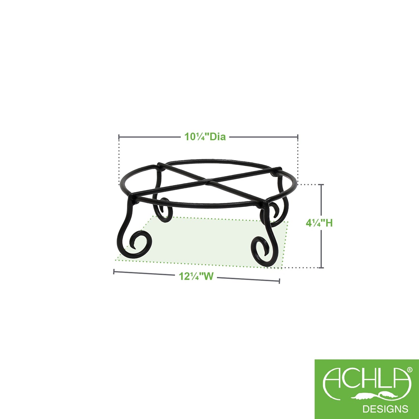 ACHLA Piazza 10in Plant Stand | Wrought Iron Black Powdercoat | Indoor & Outdoor Patio Plant Display | 12 x 12 x 4 in | Model GBS-23