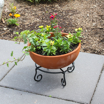 ACHLA Piazza 10in Plant Stand | Wrought Iron Black Powdercoat | Indoor & Outdoor Patio Plant Display | 12 x 12 x 4 in | Model GBS-23
