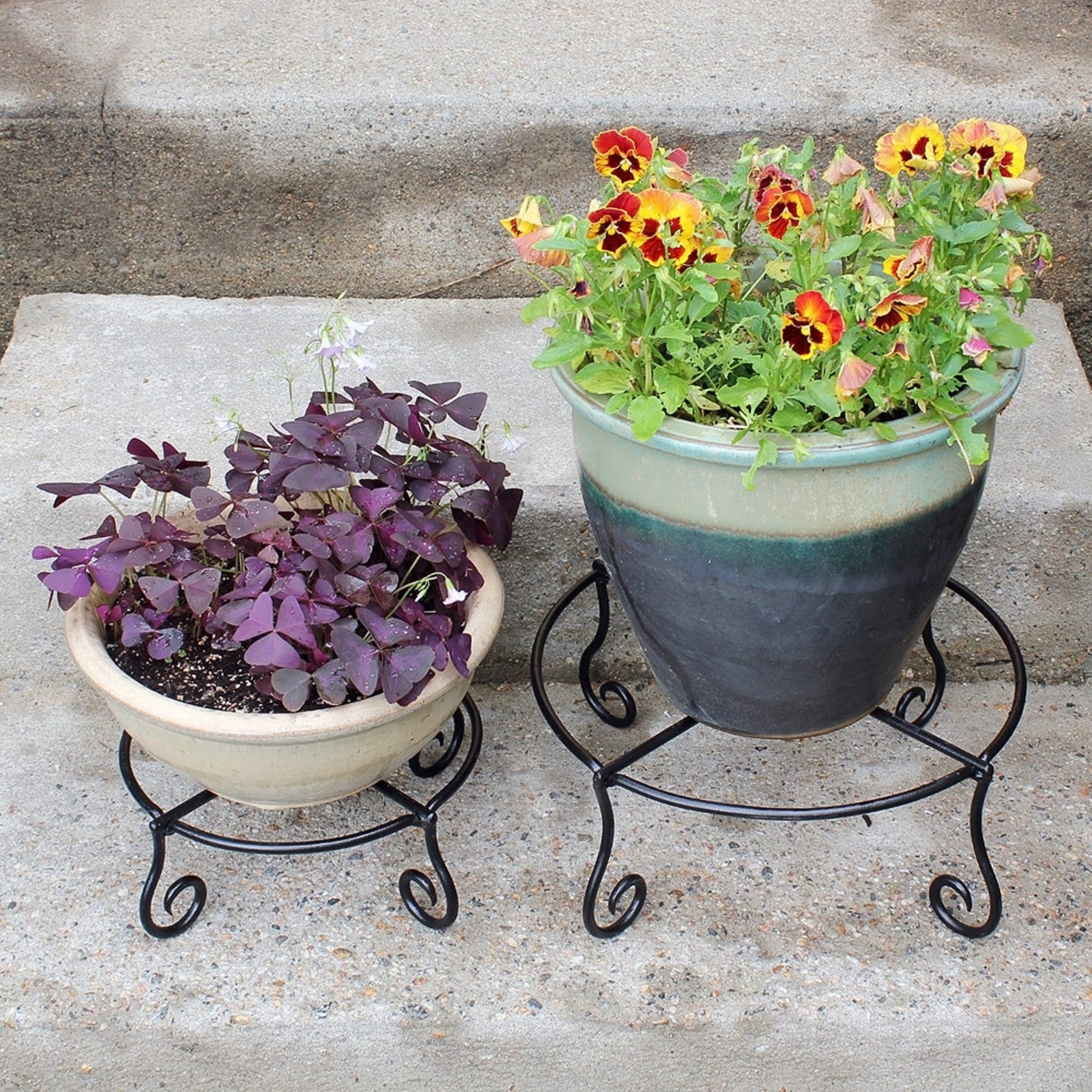 ACHLA Piazza 10in Plant Stand | Wrought Iron Black Powdercoat | Indoor & Outdoor Patio Plant Display | 12 x 12 x 4 in | Model GBS-23