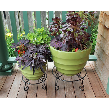 ACHLA Piazza 10in Plant Stand | Wrought Iron Black Powdercoat | Indoor & Outdoor Patio Plant Display | 12 x 12 x 4 in | Model GBS-23