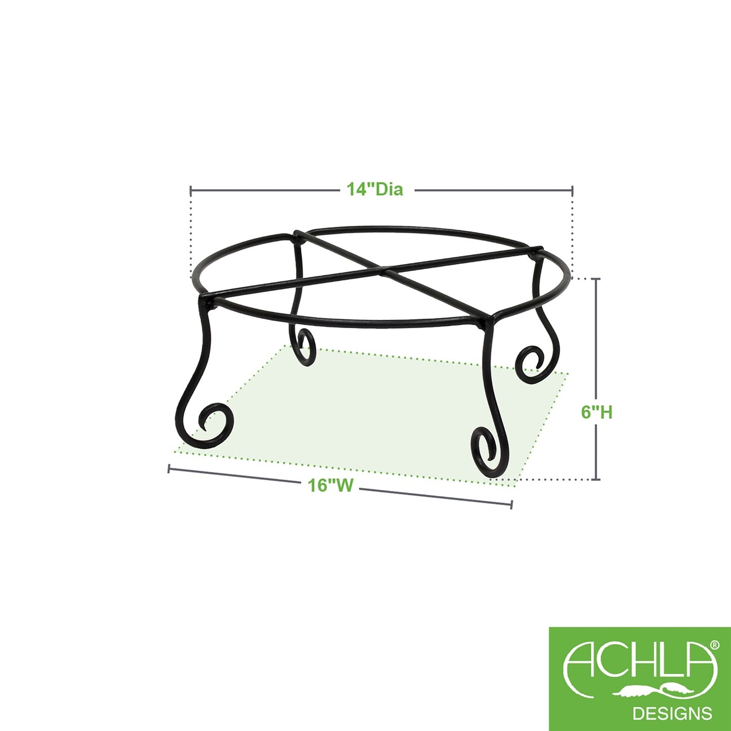 ACHLA Piazza 17in Plant Stand | Black Wrought Iron | Indoor & Outdoor Patio Decor | 17 x 17 x 6 in | Model GBS-24