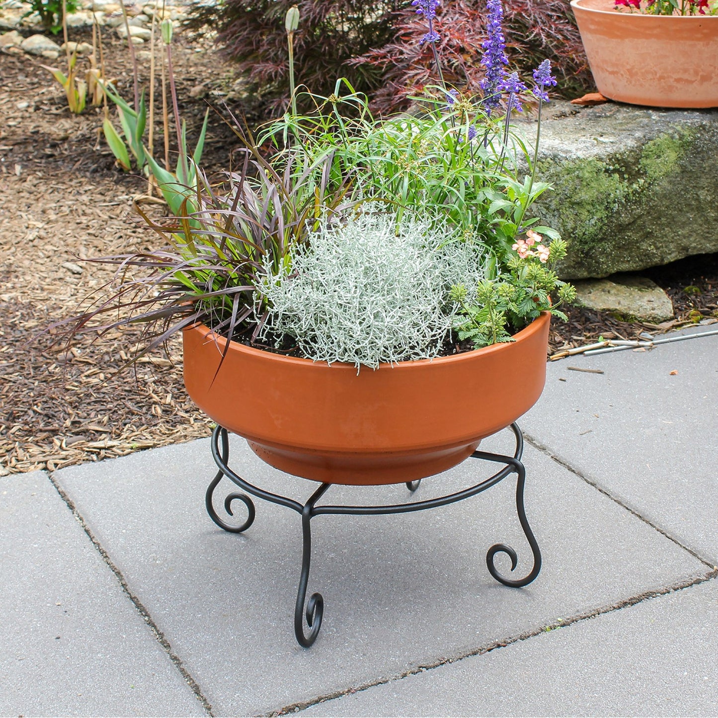 ACHLA Piazza 17in Plant Stand | Black Wrought Iron | Indoor & Outdoor Patio Decor | 17 x 17 x 6 in | Model GBS-24