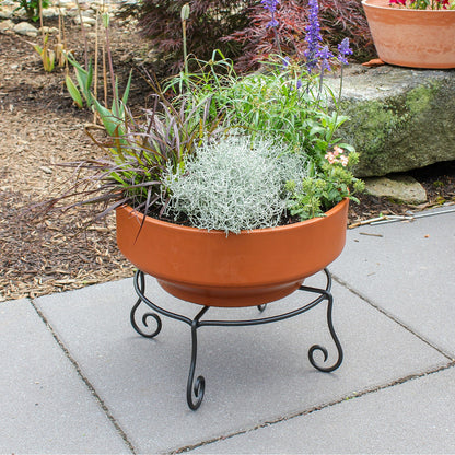 ACHLA Piazza 17in Plant Stand | Black Wrought Iron | Indoor & Outdoor Patio Decor | 17 x 17 x 6 in | Model GBS-24