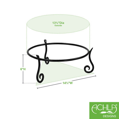 ACHLA Short Stand II 6in Tall Plant Stand | Black Wrought Iron Powdercoat | Patio & Garden Planter Pedestal | 15 x 15 x 6 in | Model GBS-25