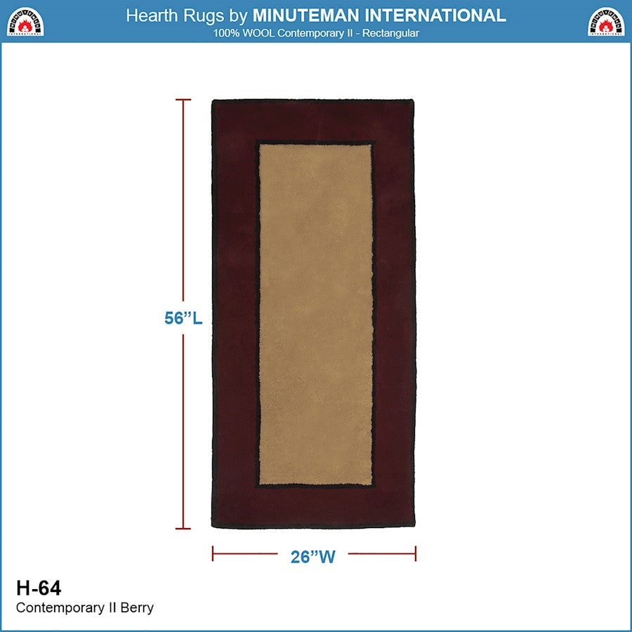 ACHLA Berry Contemporary II Rectangular Rug | Wool Hand-Tufted Plush Pile | Fireplace Hearth & Entryway Mat | 56 x 26 x 0.5 in | Model H-64
