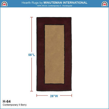 ACHLA Berry Contemporary II Rectangular Rug | Wool Hand-Tufted Plush Pile | Fireplace Hearth & Entryway Mat | 56 x 26 x 0.5 in | Model H-64