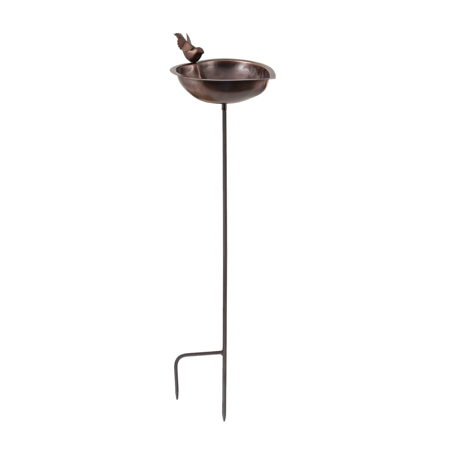 ACHLA Heart Shaped Birdbath with Stand | Antique Copper Plated Stainless Steel | Garden & Patio Water Feature | 9 x 9 x 39.5 in | Model HBB-01-S
