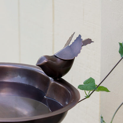 ACHLA Heart Shaped Birdbath with Wall Mount Bracket | Antique Copper Stainless Steel & Wrought Iron | Small Garden & Urban Patio | Model HBB-01-WM
