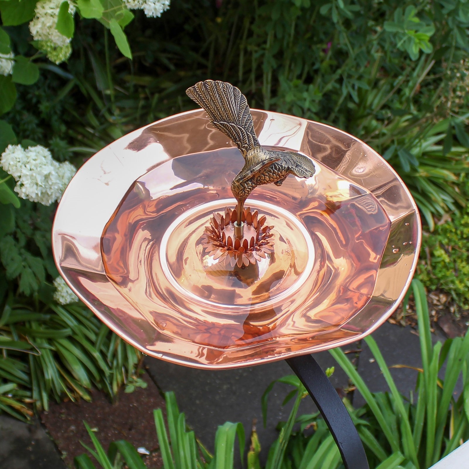 ACHLA Hummingbird Birdbath | Rail Mount Bracket Black Powdercoat | Porch & Deck Garden Decor | 20 x 14 x 17 in | Model HBBB-01-RM
