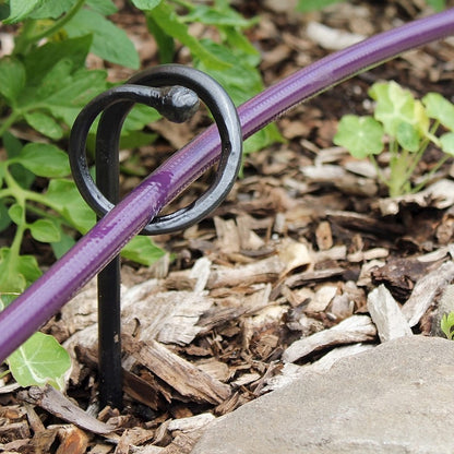 ACHLA Ball End Hose Guard 6-Pack | Wrought Iron Graphite Powdercoat | Garden Bed & Pathway Guide | 14 in H | Model HG-01-6