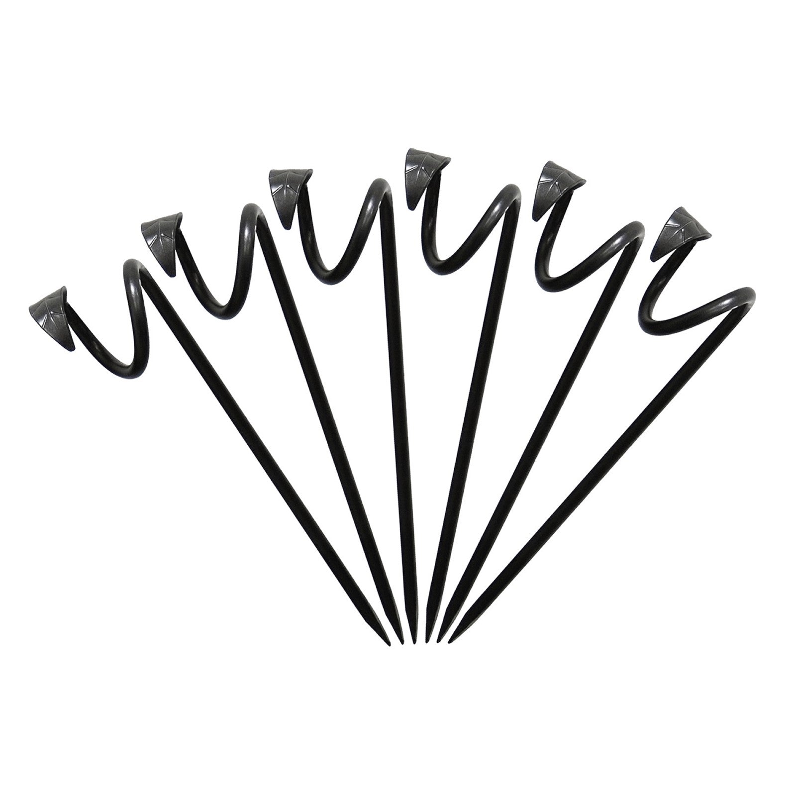 ACHLA Leaf End Hose Guard 6-Pack | Wrought Iron Graphite Powdercoat | Garden Bed & Pathway Guide | 14 in H | Model HG-02-6