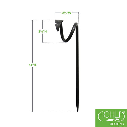 ACHLA Leaf End Hose Guard 6-Pack | Wrought Iron Graphite Powdercoat | Garden Bed & Pathway Guide | 14 in H | Model HG-02-6