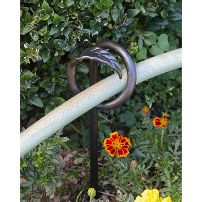 ACHLA Leaf End Hose Guard 6-Pack | Wrought Iron Graphite Powdercoat | Garden Bed & Pathway Guide | 14 in H | Model HG-02-6