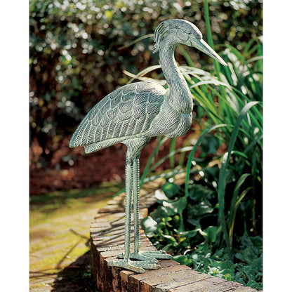 ACHLA Stately Blue Heron 31.5in Cast Aluminum Garden Ornament | Blue/Grey Verdi Finish | Patio & Garden Accent | 13 x 10 x 31.5 in | Model HSB-01
