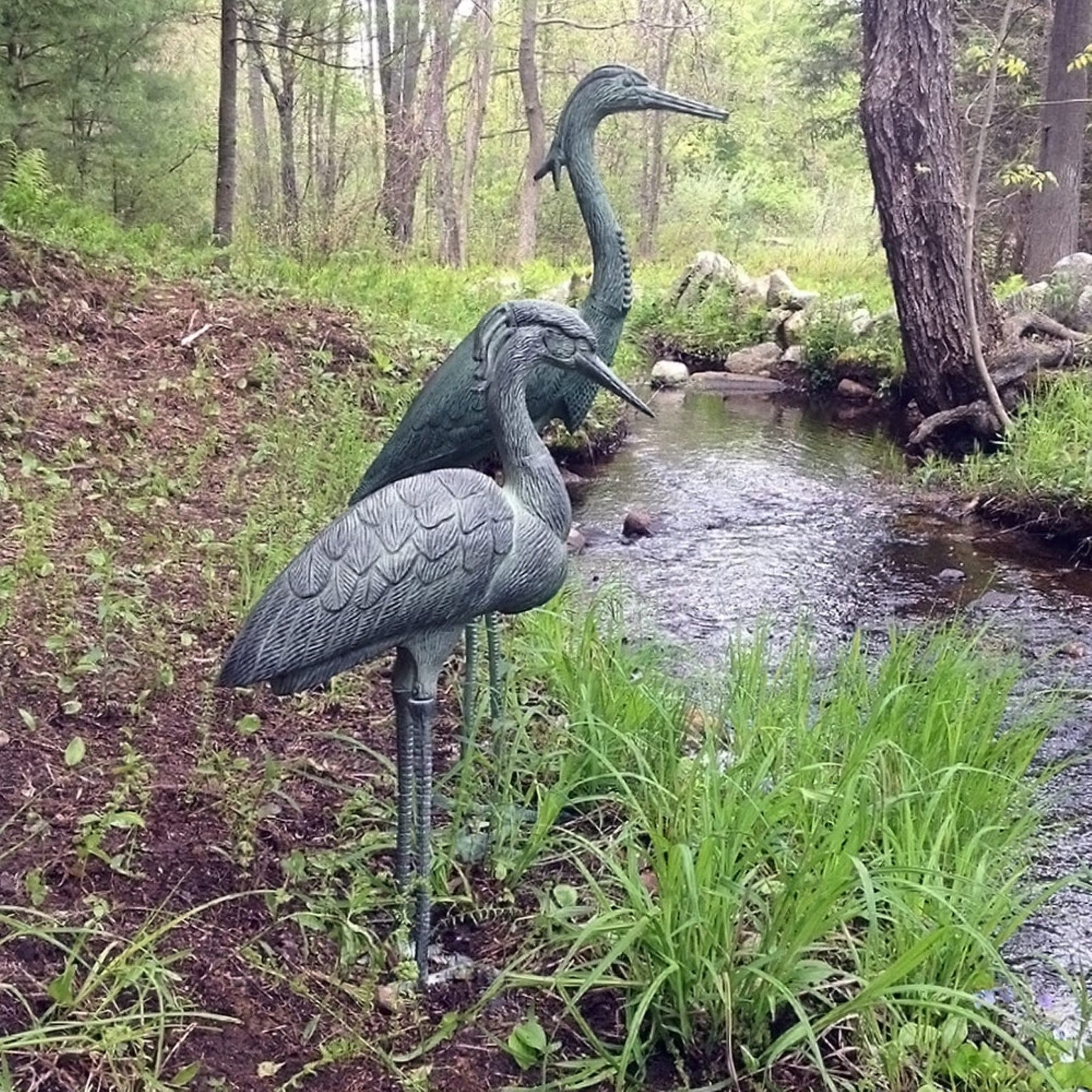 ACHLA Stately Blue Heron 31.5in Cast Aluminum Garden Ornament | Blue/Grey Verdi Finish | Patio & Garden Accent | 13 x 10 x 31.5 in | Model HSB-01