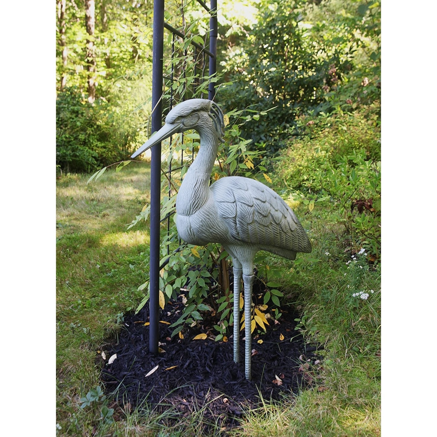 ACHLA Stately Blue Heron 31.5in Cast Aluminum Garden Ornament | Blue/Grey Verdi Finish | Patio & Garden Accent | 13 x 10 x 31.5 in | Model HSB-01
