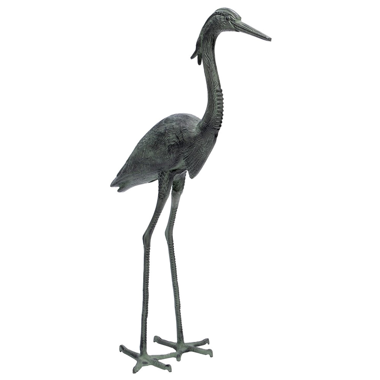 ACHLA Great Blue Heron 43in Tall Cast Aluminum Garden Sculpture | Blue/Grey Verdi Finish | Outdoor Patio & Lawn Decor | Model HSB-02