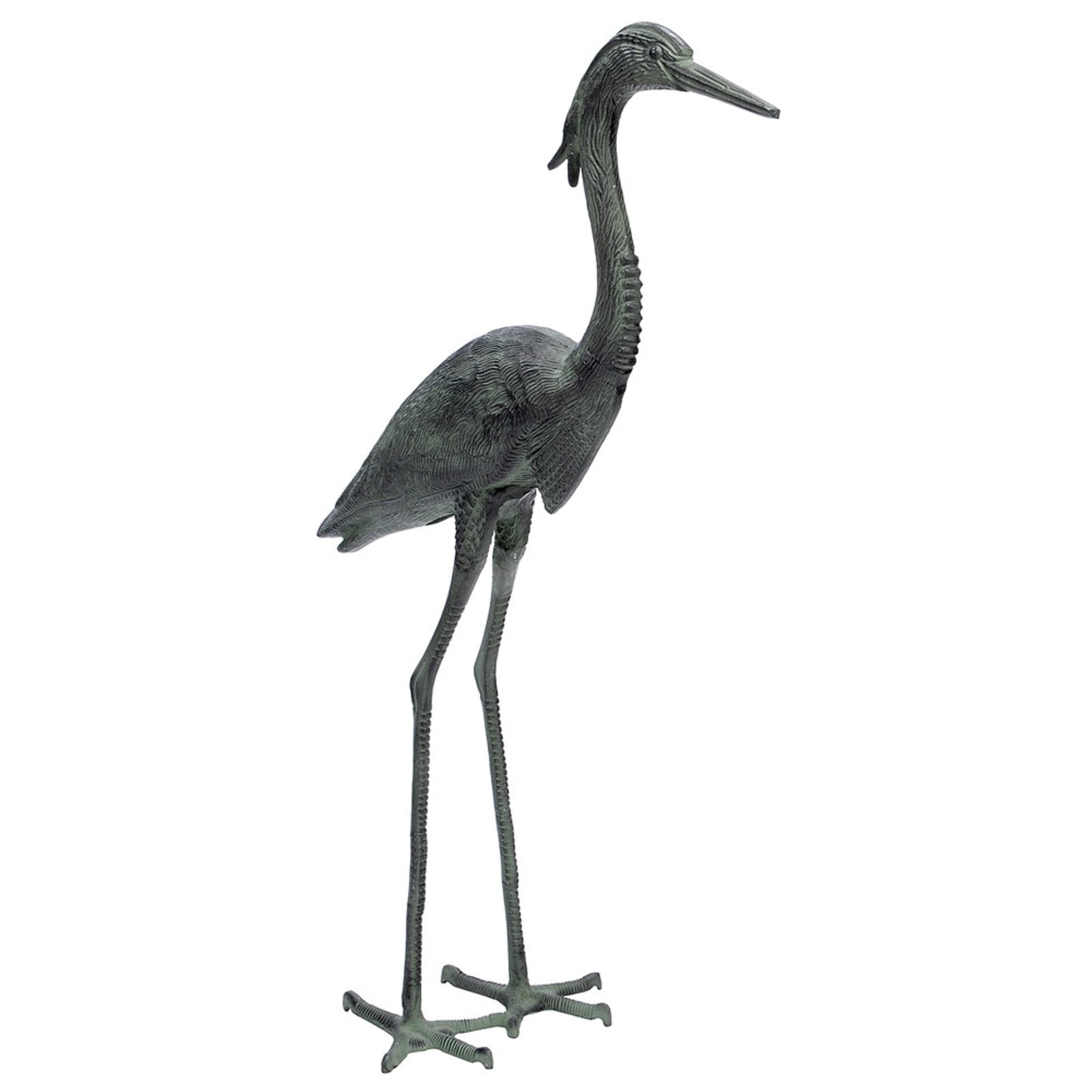 ACHLA Great Blue Heron 43in Tall Cast Aluminum Garden Sculpture | Blue/Grey Verdi Finish | Outdoor Patio & Lawn Decor | Model HSB-02