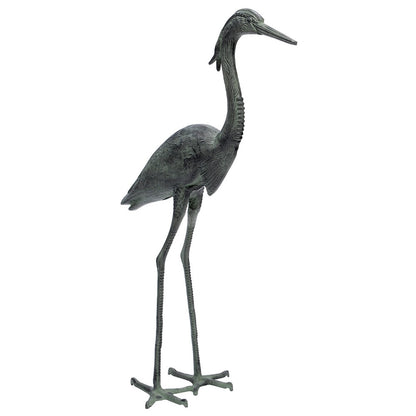 ACHLA Great Blue Heron 43in Tall Cast Aluminum Garden Sculpture | Blue/Grey Verdi Finish | Outdoor Patio & Lawn Decor | Model HSB-02