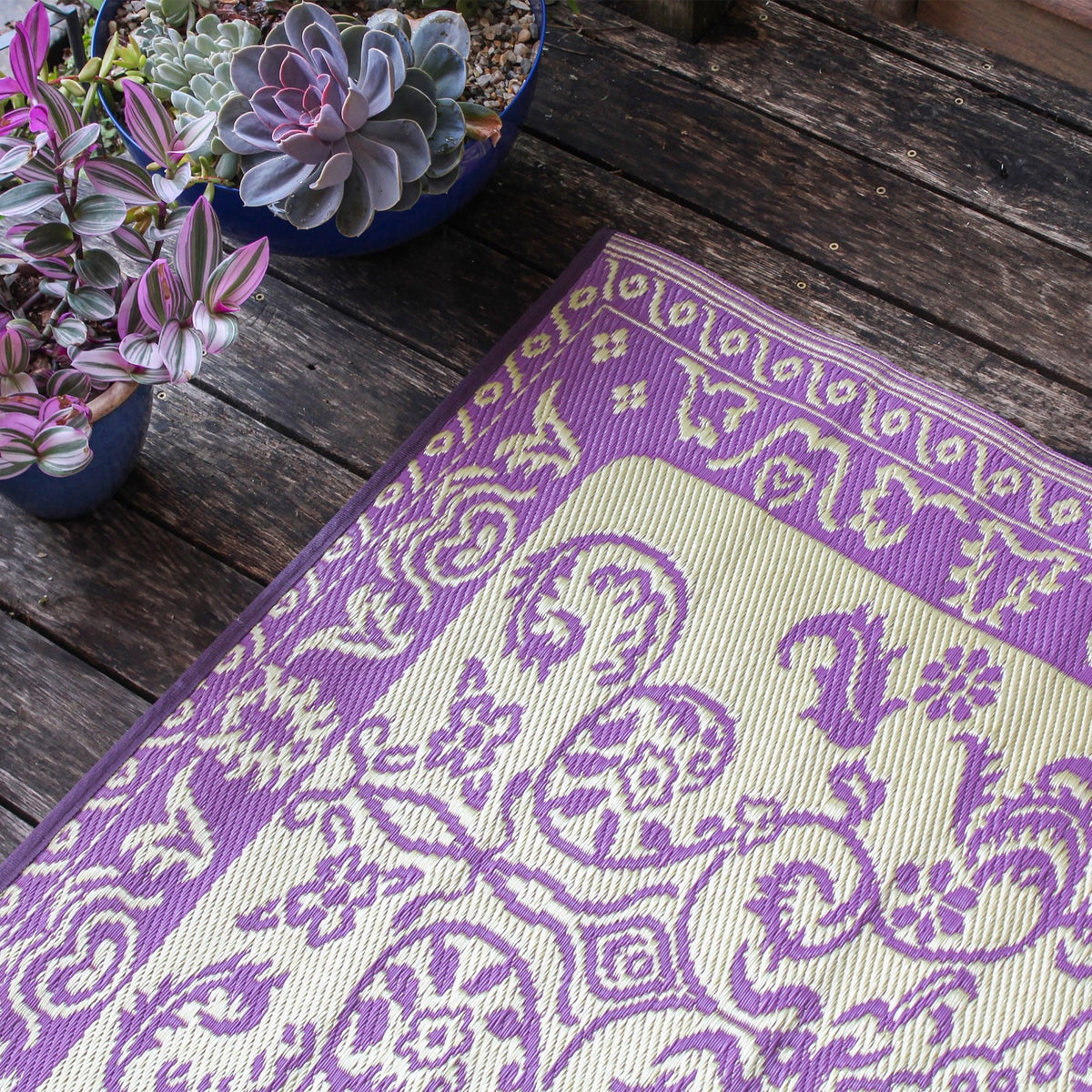 ACHLA Tracery 4 x 6 ft Floor Mat | Woven Polypropylene Violet | Indoor & Outdoor Entryway & Kitchen | 48 x 72 x 0.25 in | Model K-00970