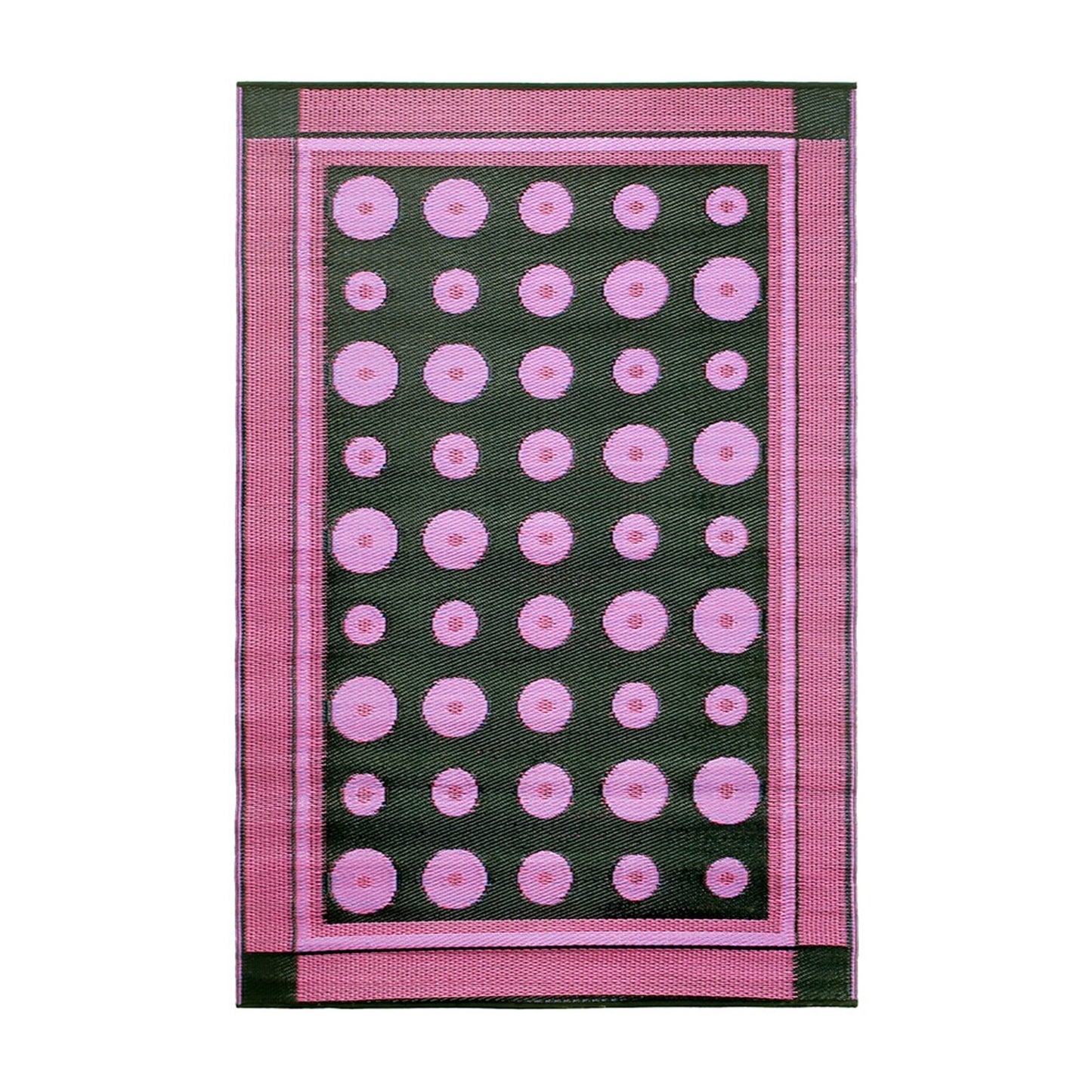 ACHLA Dots 4 x 6 ft Floor Mat | Woven Polypropylene Berry | Indoor & Outdoor Entryway & Kitchen | 48 x 72 x 0.25 in | Model K-131