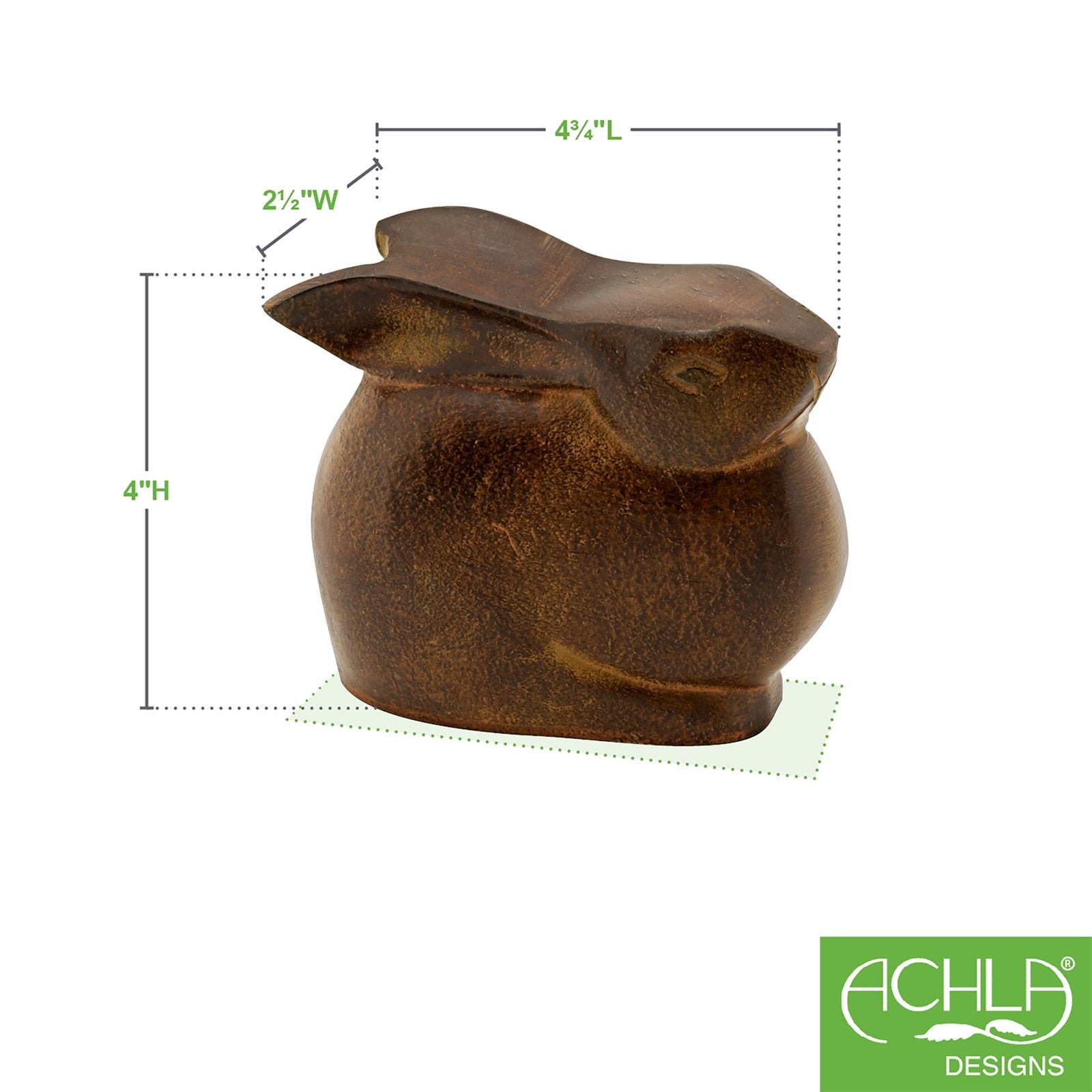 ACHLA Moon Bunny Small | Cast Aluminum Antique Bronze Finish | Garden & Patio Decorative Accent | 4.125 x 2 x 3.75 in | Model MNB-01