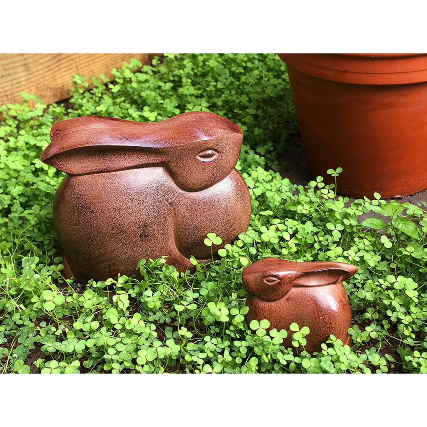 ACHLA Moon Bunny Large Aluminum Antique Bronze Garden Ornament | Outdoor & Patio Decor | 9.25 x 3.75 x 7 in | Model MNB-02