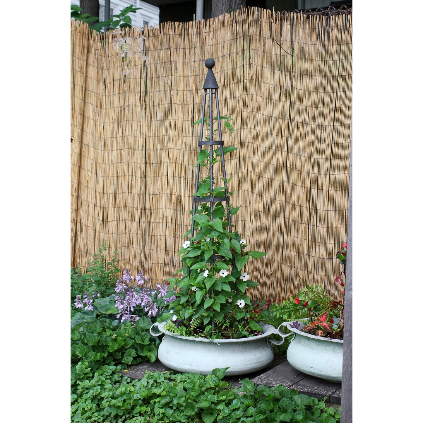 ACHLA Obelisk I 61in Garden Trellis | Wrought Iron Graphite Powder Coat | Outdoor Climbing Plant Support | 13 x 13 x 60 in | Model OBL-01