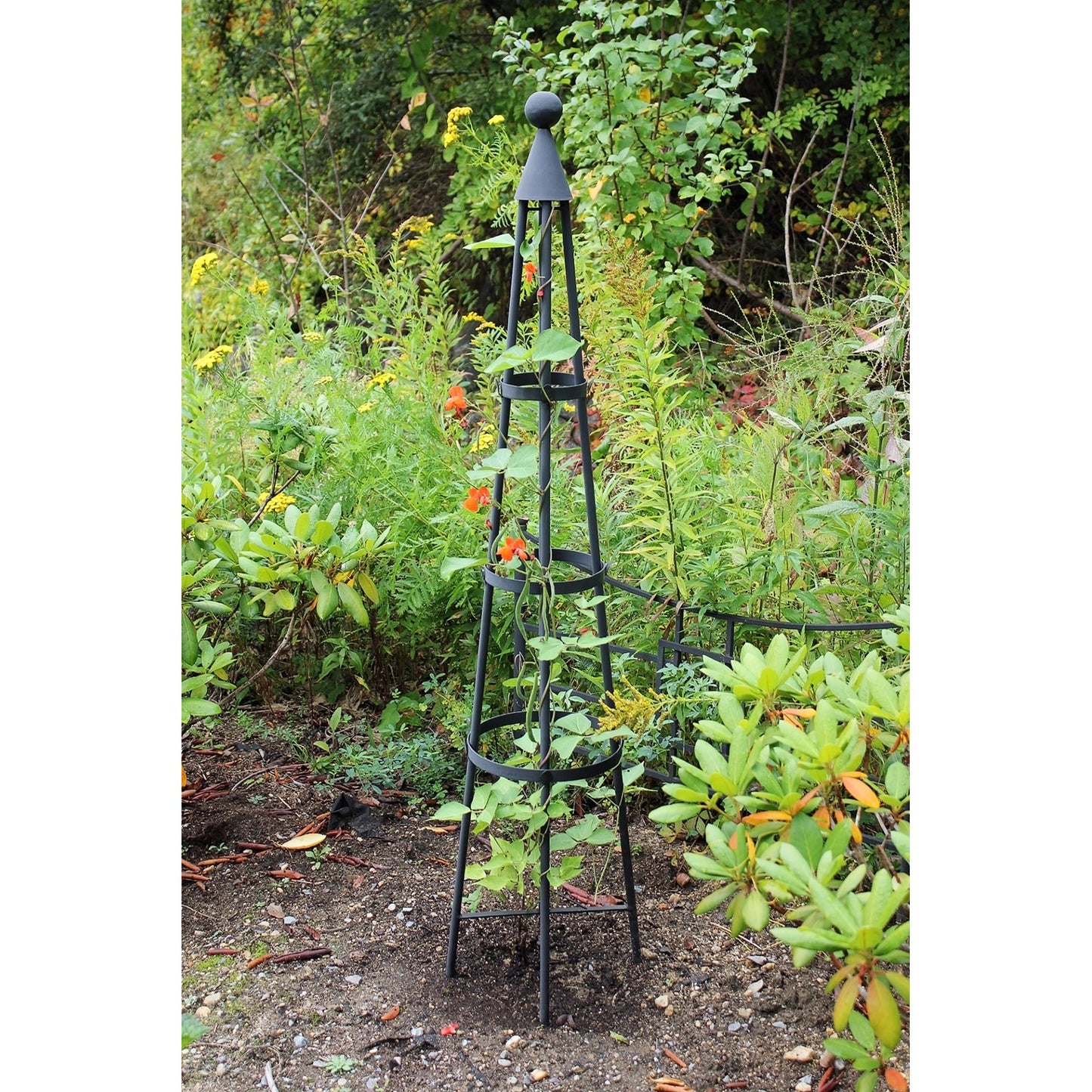 ACHLA Obelisk I 61in Garden Trellis | Wrought Iron Graphite Powder Coat | Outdoor Climbing Plant Support | 13 x 13 x 60 in | Model OBL-01
