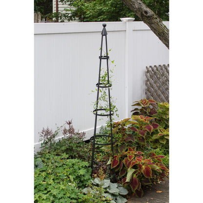 ACHLA Obelisk II 84in Garden Trellis | Wrought Iron Graphite Powder Coat | Outdoor Climbing Plant Support & Garden Decor | Model OBL-02