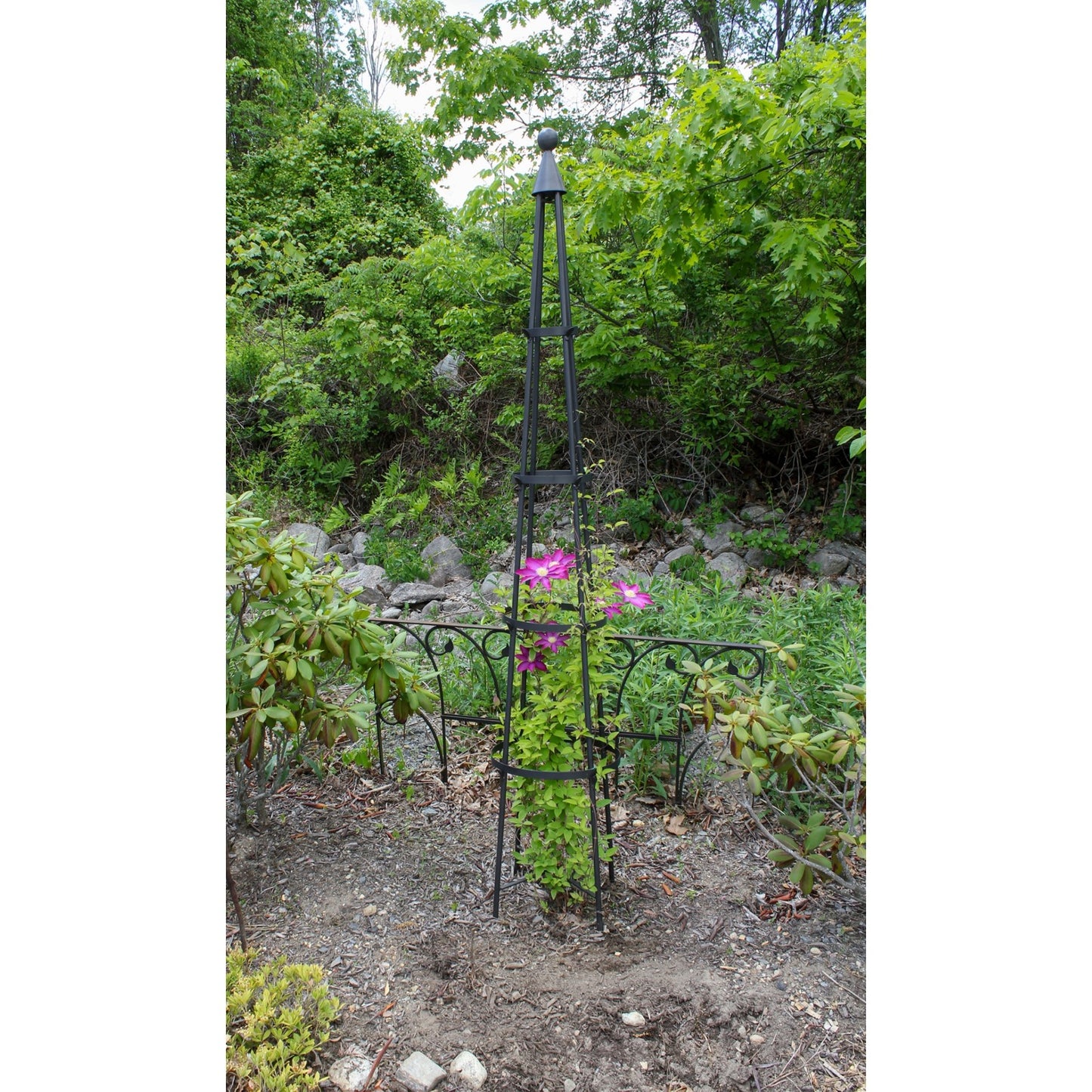 ACHLA Obelisk II 84in Garden Trellis | Wrought Iron Graphite Powder Coat | Outdoor Climbing Plant Support & Garden Decor | Model OBL-02