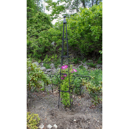 ACHLA Obelisk II 84in Garden Trellis | Wrought Iron Graphite Powder Coat | Outdoor Climbing Plant Support & Garden Decor | Model OBL-02