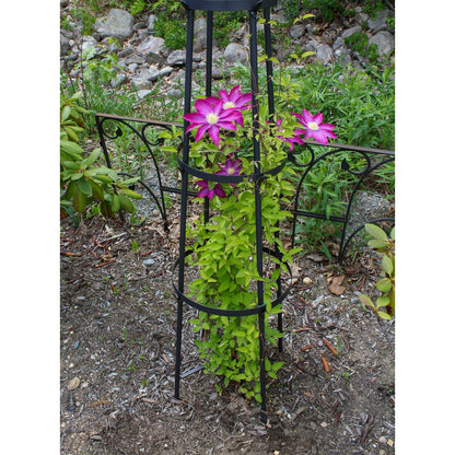 ACHLA Obelisk II 84in Garden Trellis | Wrought Iron Graphite Powder Coat | Outdoor Climbing Plant Support & Garden Decor | Model OBL-02