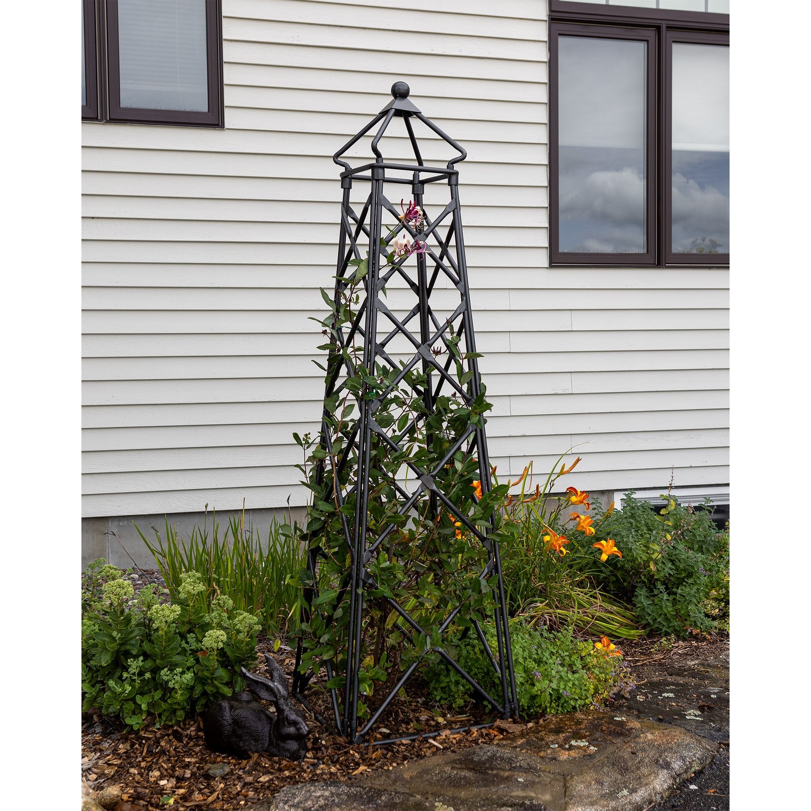 ACHLA Lattice Obelisk 67in Wrought Iron | Cottage Garden Graphite Powder Coat | Entryway & Garden Accent | 20 x 20 x 67 in | Model OBL-25
