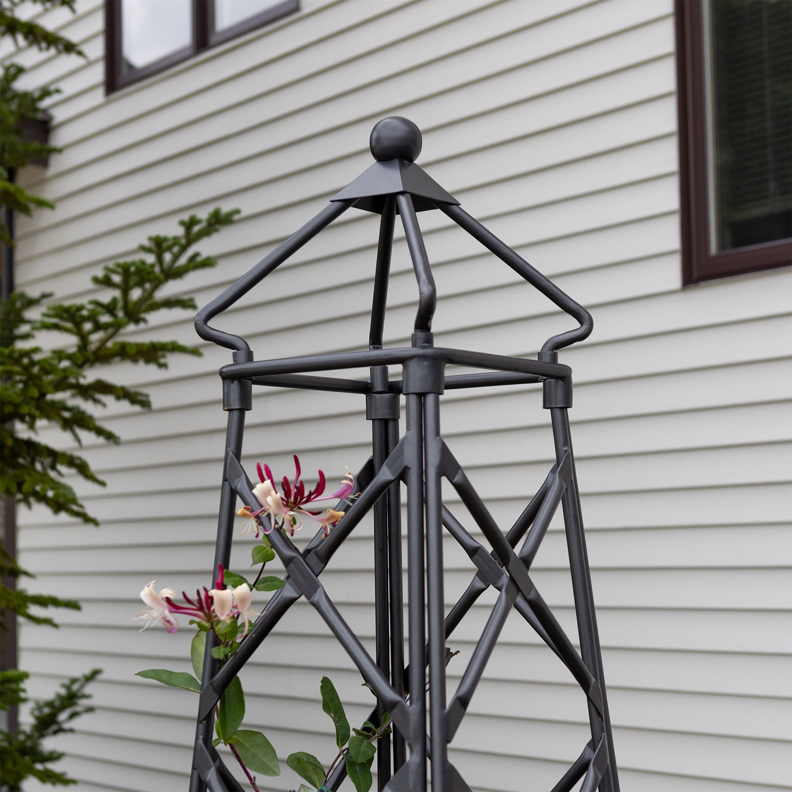 ACHLA Lattice Obelisk 67in Wrought Iron | Cottage Garden Graphite Powder Coat | Entryway & Garden Accent | 20 x 20 x 67 in | Model OBL-25