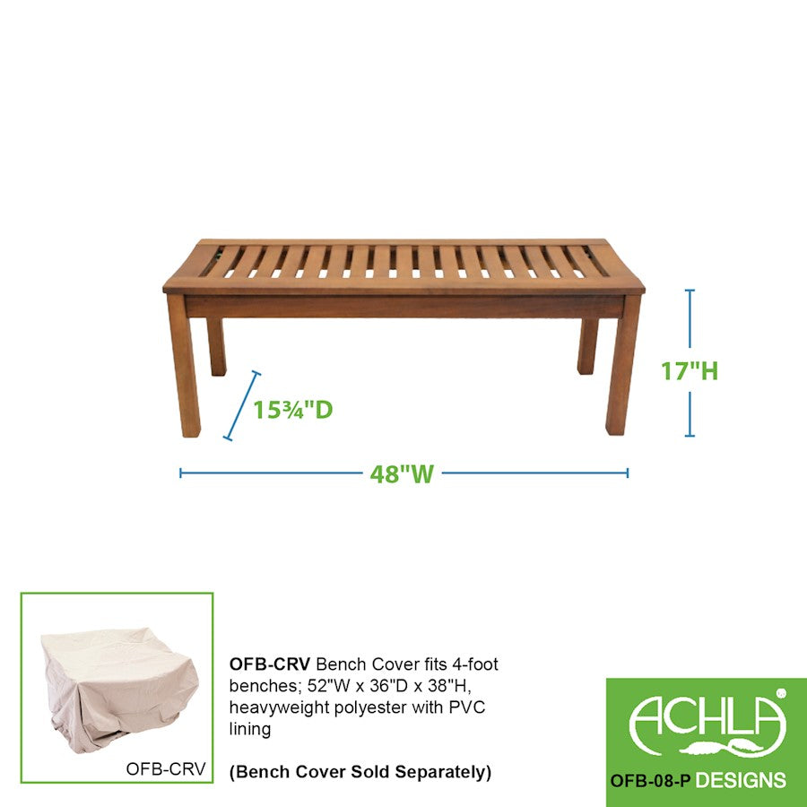 ACHLA Backless 4' Bench, Natural Oil