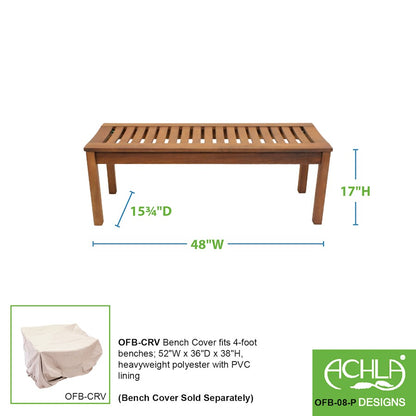 ACHLA Backless 4' Bench, Natural Oil