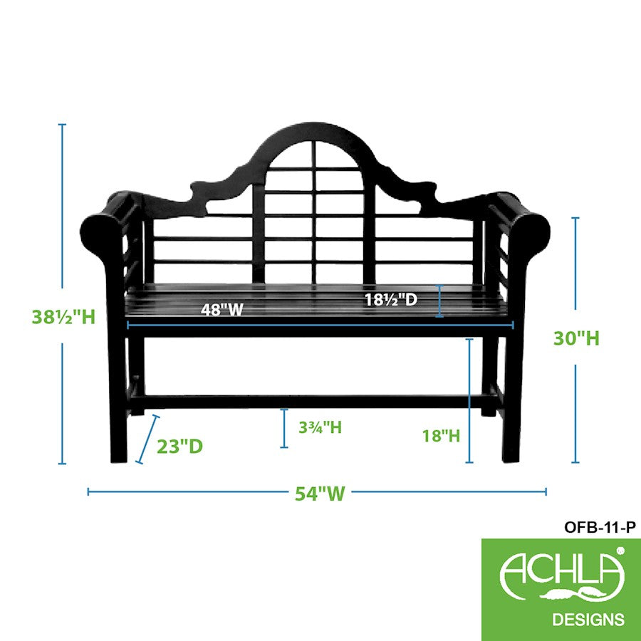 ACHLA Lutyens 4' Bench, Black