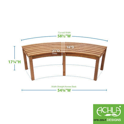 ACHLA Curved Backless Bench, Natural Oil